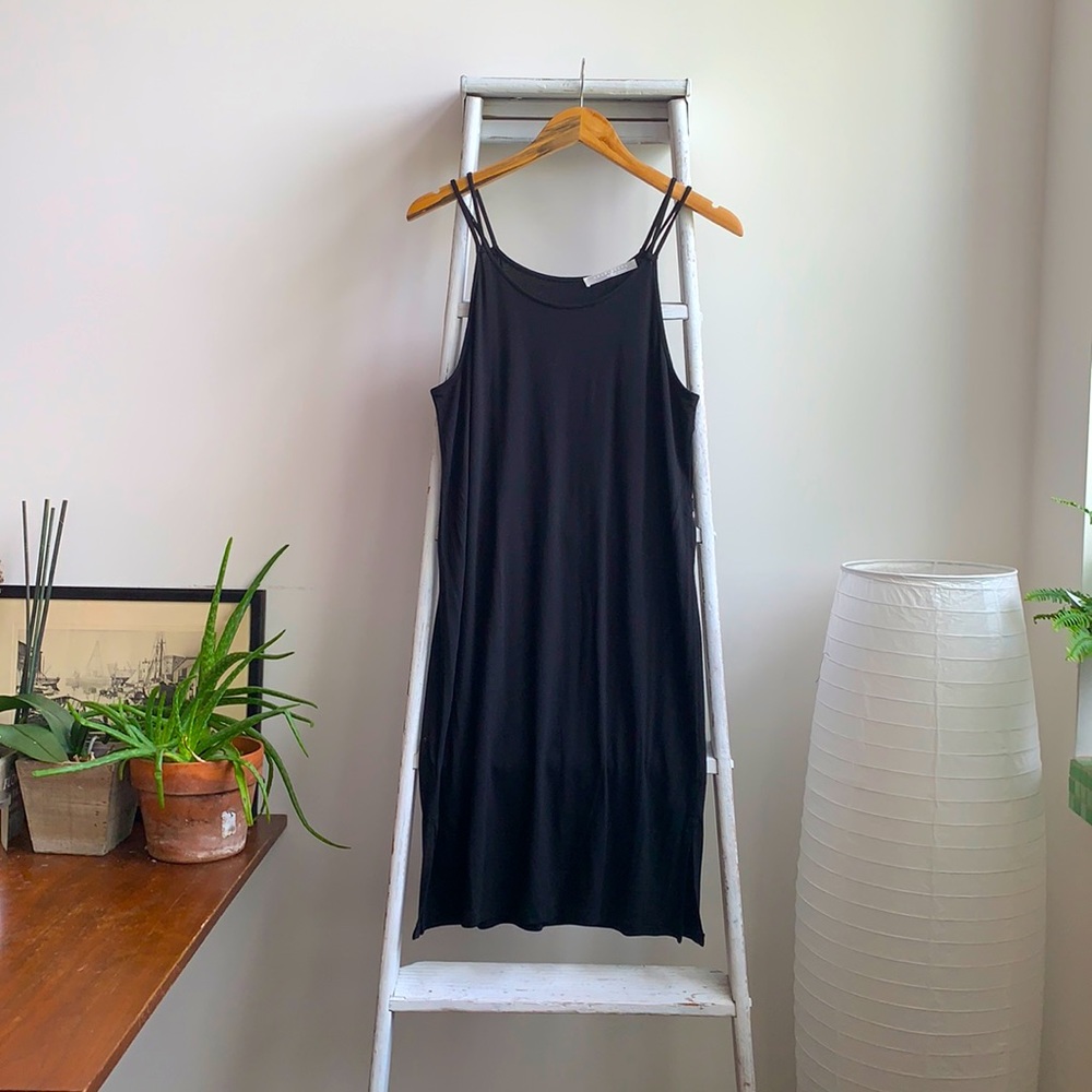 Simple Double Strap Black Dress - S